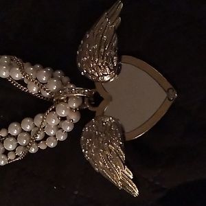 Heart wings mirror Betsey Johnson necklace